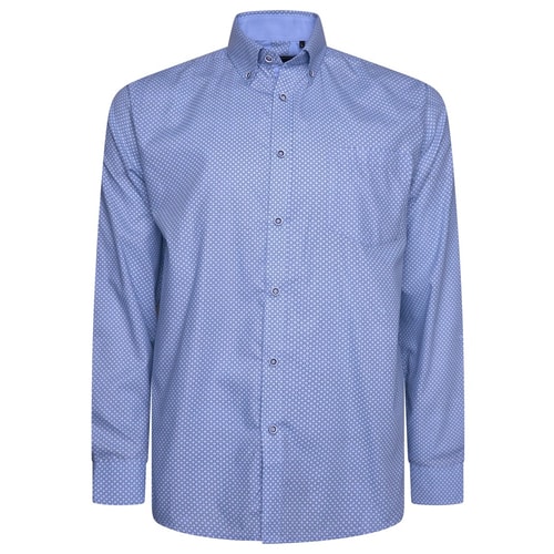 KAM Long Sleeve Geo All Over Print Shirt Sky Blue